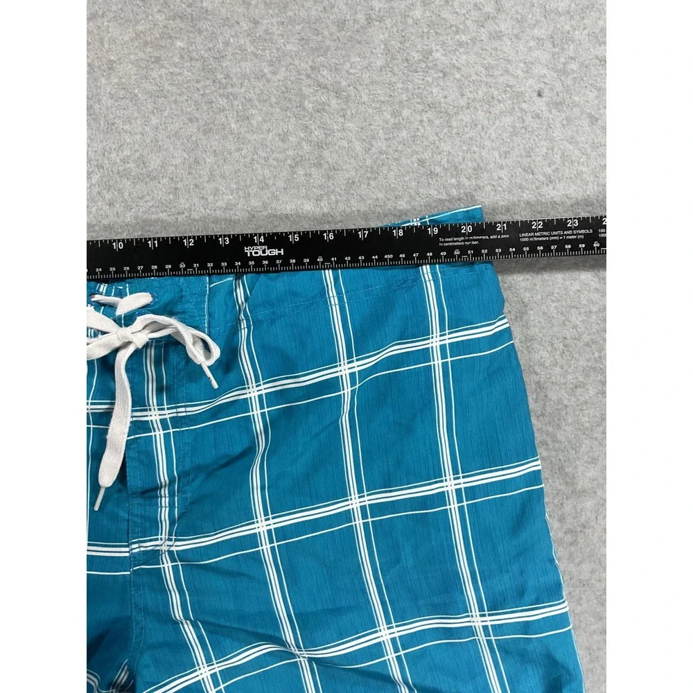 OP Mens Swim Trunks XL Blue Plaid Board Shorts Mesh Lined Cargo Pocket 2137